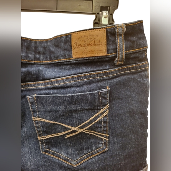 Aeropostale Dark Blue Rolled-Hem Denim Shorts - Picture 4 of 4